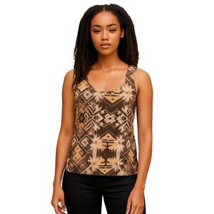 Ecote Geometric Print Scoop Back Tank Top size 8 Sleeveless camisole
